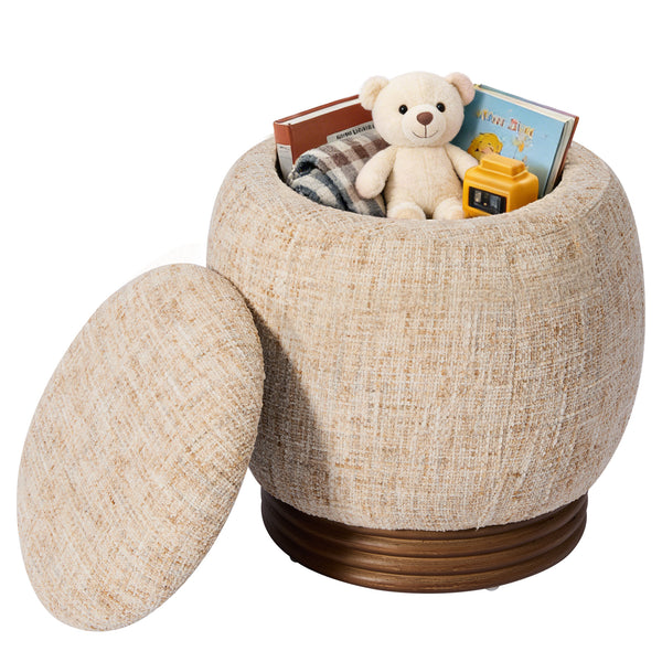 Xarello Ottoman with Storage in Brown Chenille Fabric