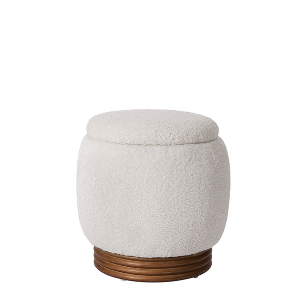 Xarello Ottoman with Storage in White Mopr Velvet