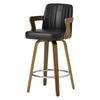 Zelen Swivel Counter Stool in Black Rebo Leather with Leather Backrest