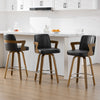 Zelen Swivel Counter Stool in Black Rebo Leather with Leather Backrest