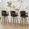 Zelen Swivel Counter Stool in Black Rebo Leather with Leather Backrest