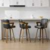 Zelen Swivel Counter Stool in Black Rebo Leather with Leather Backrest