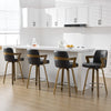 Zelen Swivel Counter Stool in Black Rebo Leather with Leather Backrest