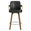 Zelen Swivel Counter Stool in Black Rebo Leather with Leather Backrest