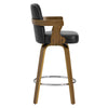 Zelen Swivel Counter Stool in Black Rebo Leather with Leather Backrest