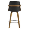 Zelen Swivel Counter Stool in Black Rebo Leather with Leather Backrest