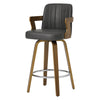 Zelen Swivel Counter Stool in Charcoal Sarma Leather with Leather Backrest