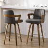 Zelen Swivel Counter Stool in Charcoal Sarma Leather with Leather Backrest