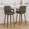 Zelen Swivel Counter Stool in Charcoal Sarma Leather with Leather Backrest