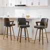 Zelen Swivel Counter Stool in Charcoal Sarma Leather with Leather Backrest