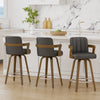 Zelen Swivel Counter Stool in Charcoal Sarma Leather with Leather Backrest