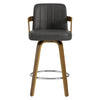 Zelen Swivel Counter Stool in Charcoal Sarma Leather with Leather Backrest