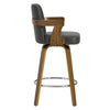 Zelen Swivel Counter Stool in Charcoal Sarma Leather with Leather Backrest