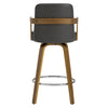 Zelen Swivel Counter Stool in Charcoal Sarma Leather with Leather Backrest