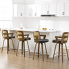 Zelen Swivel Counter Stool in Charcoal Sarma Leather with Rattan Backrest