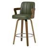 Zelen Swivel Counter Stool in Green Hans Leather with Leather Backrest