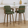 Zelen Swivel Counter Stool in Green Hans Leather with Leather Backrest