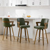 Zelen Swivel Counter Stool in Green Hans Leather with Leather Backrest
