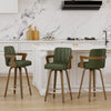 Zelen Swivel Counter Stool in Green Hans Leather with Leather Backrest
