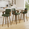 Zelen Swivel Counter Stool in Green Hans Leather with Leather Backrest