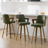 Zelen Swivel Counter Stool in Green Hans Leather with Leather Backrest
