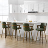 Zelen Swivel Counter Stool in Green Hans Leather with Leather Backrest