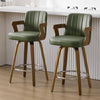 Zelen Swivel Counter Stool in Green Hans Leather with Leather Backrest