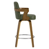 Zelen Swivel Counter Stool in Green Hans Leather with Leather Backrest