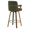 Zelen Swivel Counter Stool in Green Hans Leather with Leather Backrest