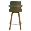 Zelen Swivel Counter Stool in Green Hans Leather with Leather Backrest