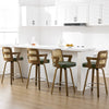 Zelen Swivel Counter Stool in Green Hans Leather with Rattan Backrest