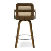 Zelen Swivel Counter Stool in Green Hans Leather with Rattan Backrest