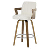 Zelen Swivel Counter Stool in White Rebo Leather with Leather Backrest