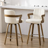 Zelen Swivel Counter Stool in White Rebo Leather with Leather Backrest