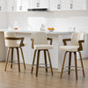 Zelen Swivel Counter Stool in White Rebo Leather with Leather Backrest