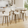 Zelen Swivel Counter Stool in White Rebo Leather with Leather Backrest