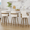 Zelen Swivel Counter Stool in White Rebo Leather with Leather Backrest