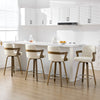 Zelen Swivel Counter Stool in White Rebo Leather with Leather Backrest