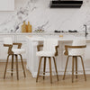 Zelen Swivel Counter Stool in White Rebo Leather with Leather Backrest