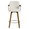 Zelen Swivel Counter Stool in White Rebo Leather with Leather Backrest