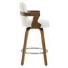 Zelen Swivel Counter Stool in White Rebo Leather with Leather Backrest