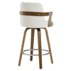 Zelen Swivel Counter Stool in White Rebo Leather with Leather Backrest