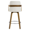 Zelen Swivel Counter Stool in White Rebo Leather with Leather Backrest