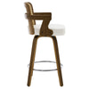 Zelen Swivel Counter Stool in White Rebo Leather with Rattan Backrest
