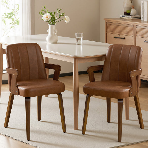 Zelen Dining Chair in Brown Afus Leather