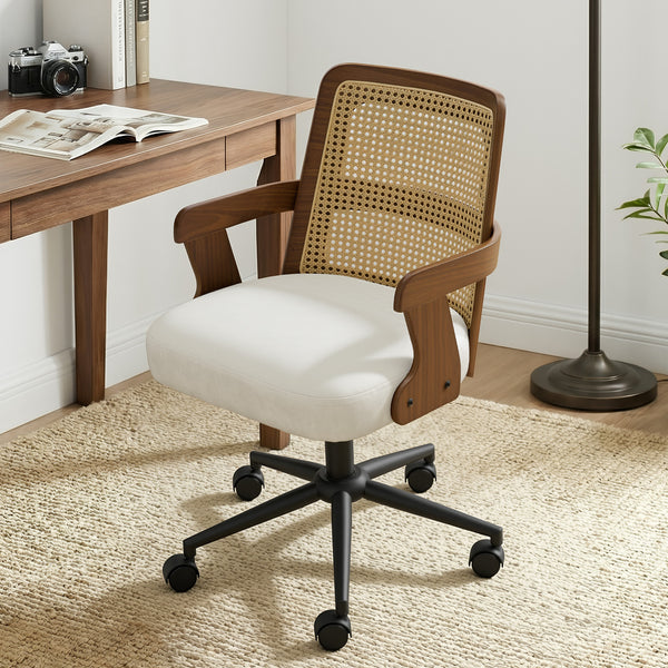 Zelen Office Chair in Beige Afus Leather