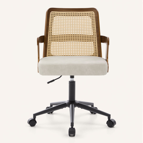 Zelen Office Chair in Beige Afus Leather