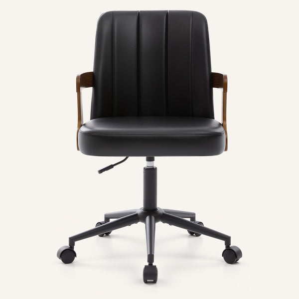 Zelen Office Chair in Black Afus Leather, Leather Backrest