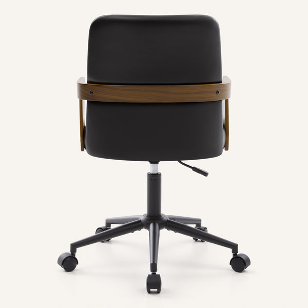 Zelen Office Chair in Black Afus Leather, Leather Backrest