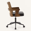 Zelen Office Chair in Black Afus Leather, Rattan Backrest